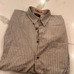 Dockers Brown and White Casual Button Down Shirt